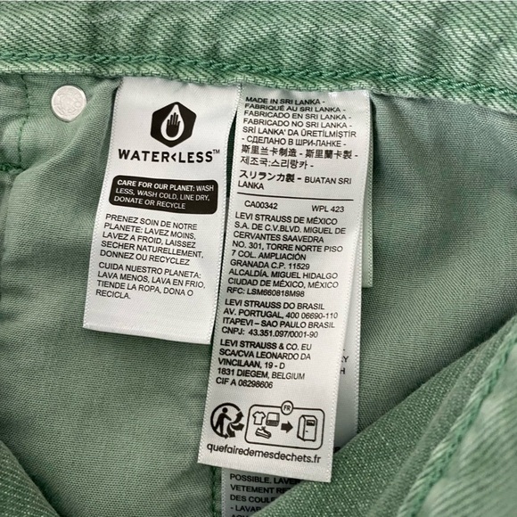 Levi's 501 Original Denim Button-Fly Jean Shorts Size 32 Green Raw Hem Cut-Off - Picture 6 of 13